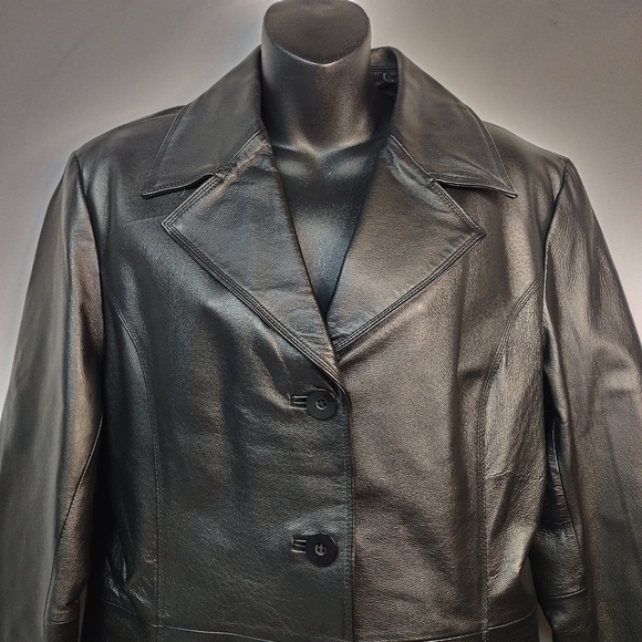 Worthington Women's Black Genuine Leather Jacket Size L - Picture 6 of 12